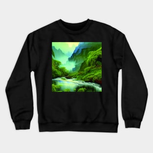 Digital painting of Mountains And Lake Crewneck Sweatshirt